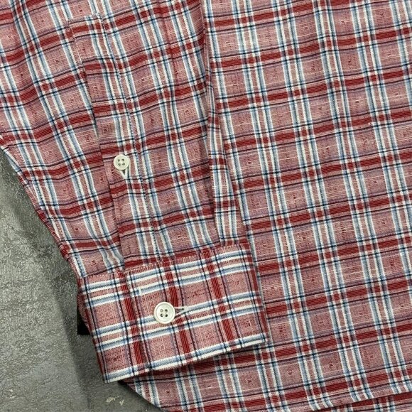 Ermenegildo Zegna Cotton Linen Dress Shirt Check Long Sleeve 15 1/2 Medium - Picture 4 of 11